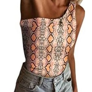One Shoulder Snakeskin Bodysuit